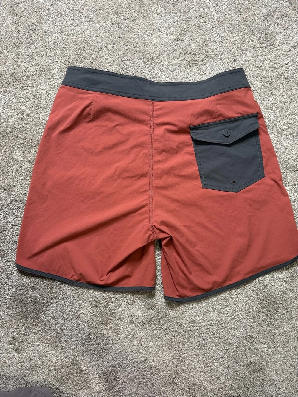 Patagonia Men’s Rust Red Board Shorts with Charcoal Trim 7” inseam